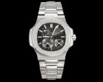 Patek Philippe Nautilus Cal.240PS 40mm Silver Stainless Steel Strap Black Dial Watch